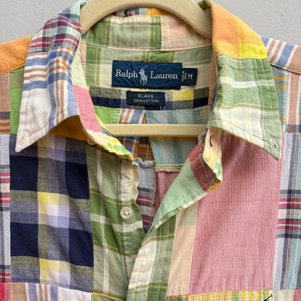 Vintage Ralph Lauren Blake Patchwork Short Sleeve Button Down, Size Medium